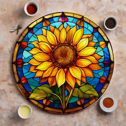 Sunflower Circular Glass Suncatcher Worktop Saver